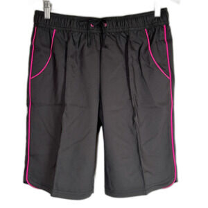 NEW JCP Shorts Black with Pink Trim MT M Tall Ponte Elastic Waist Pockets NWT